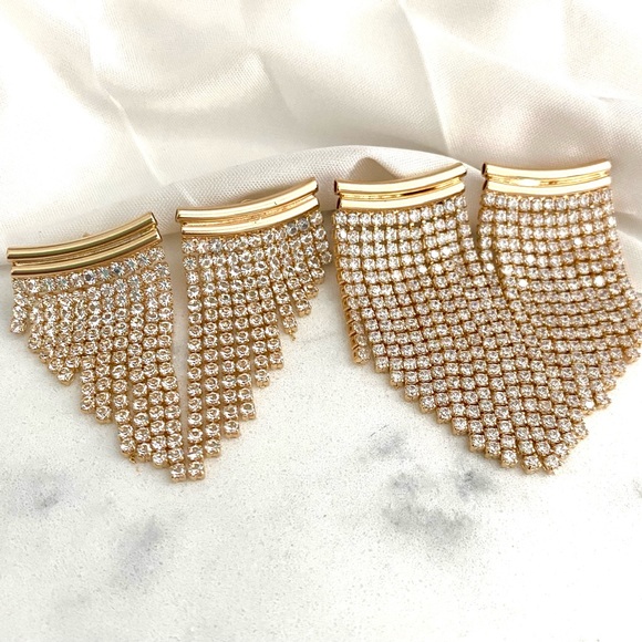 Gold Fringe Earrings. Hoop Fringe Earrings - Picture 7 of 9